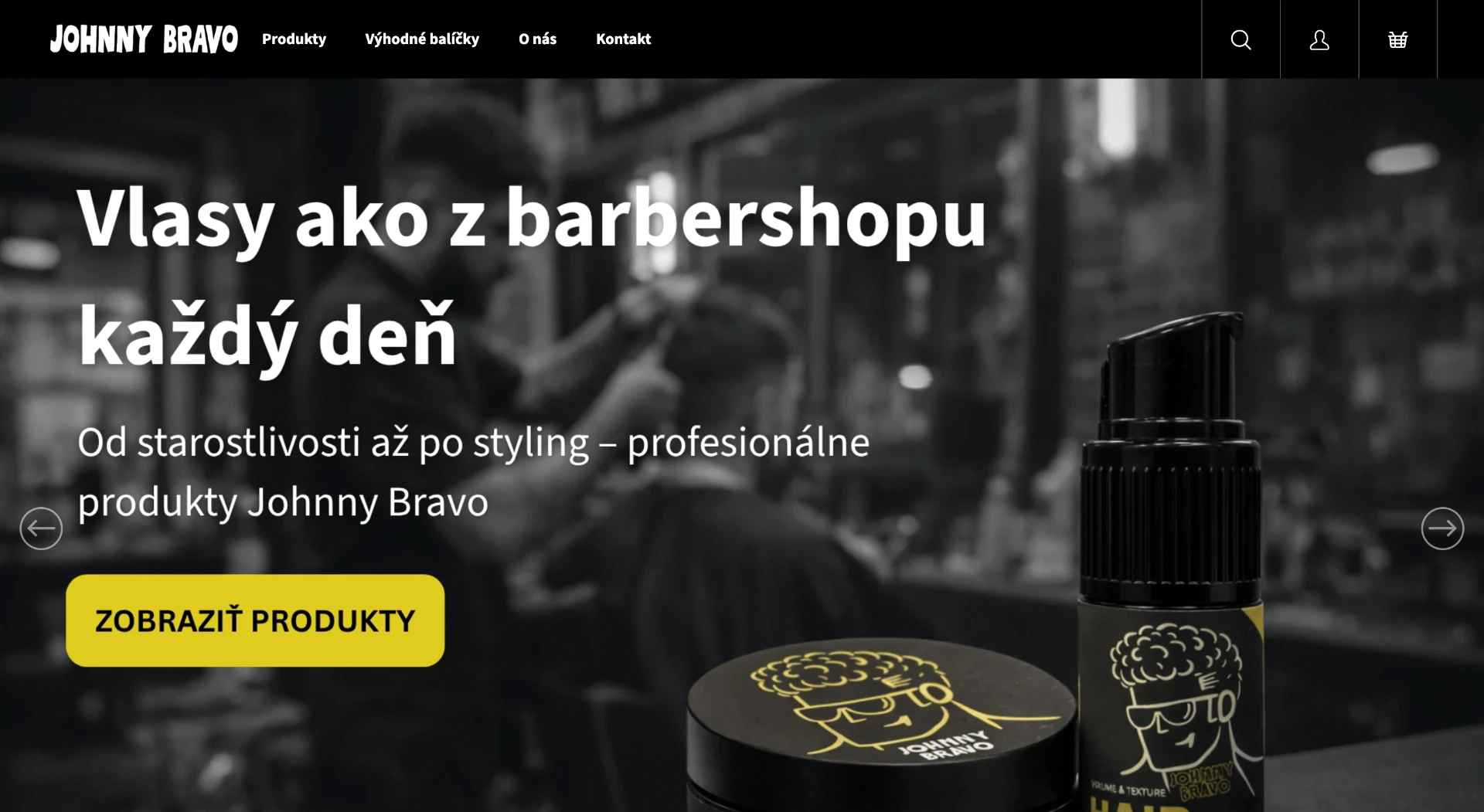 Hotový e-shop Johnny Bravo postavený v kurze ECOM BBY
